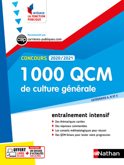 1 000 QCM CULTURE GENERALE - CONCOURS 2020-2021 - N28 - CATEGORIES ABC (IFP) - 2020