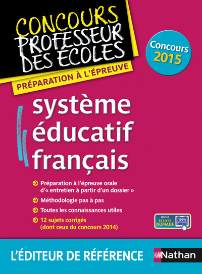 SYSTEME EDUCATIF FRANCAIS EPREUVE ORALE CONCOURS  PROFESSEUR DES ECOLES - 2015