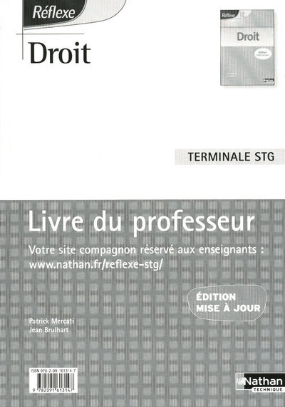 DROIT TERMINALE STG (POCHETTE REFLEXE) LIVRE DU PROFESSEUR 2010