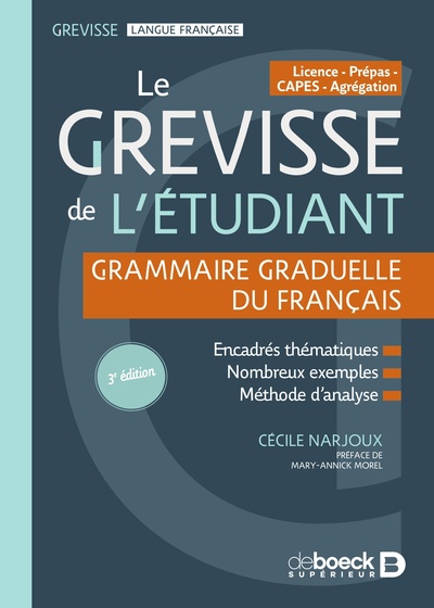 LE GREVISSE DE L´ETUDIANT - GRAMMAIRE - GRAMMAIRE GRADUELLE DU FRANCAIS - LICENCE / PREPAS / CAPES /