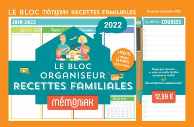 BLOC ORGANISEUR MEMONIAK RECETTES FAMILIALES 2022