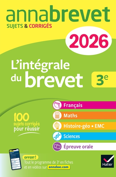 ANNALES DU BREVET 2026 - ANNABREVET L´INTEGRALE DU NOUVEAU BREVET 3E (TOUT-EN-UN) - TOUTES LES MATIE