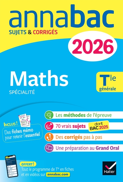 ANNALES DU BAC 2026 - ANNABAC MATHS TLE GENERALE (SPECIALITE) - SUJETS CORRIGES & METHODES DE L´EPRE