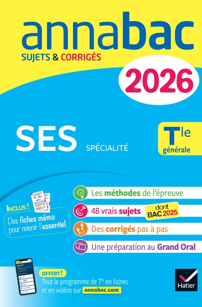 ANNALES DU BAC 2026 - ANNABAC SES TLE GENERALE (SPECIALITE) - SUJETS CORRIGES & METHODES DE L´EPREUV