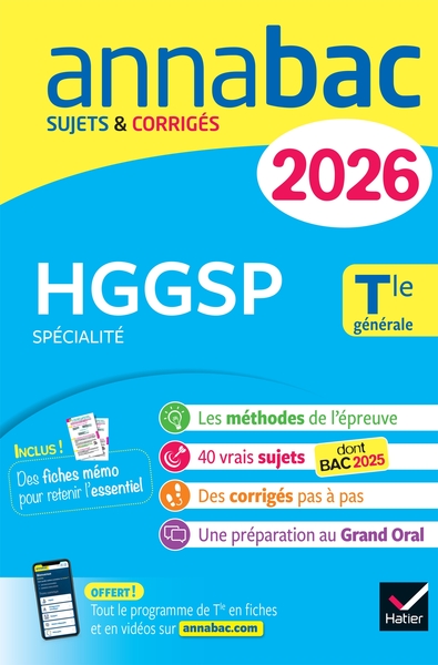 ANNALES DU BAC 2026 - ANNABAC HGGSP TLE GENERALE (SPECIALITE) - SUJETS CORRIGES & METHODES DE L´EPRE