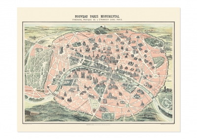 CARTE - NOUVEAU PARIS MONUMENTAL - GEOGRAPHIE NOSTALGIQUE