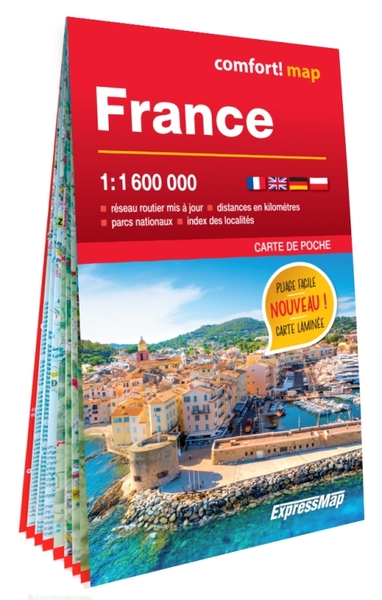 FRANCE 1/1.600.000 (CARTE FORMAT POCHE LAMINEE)