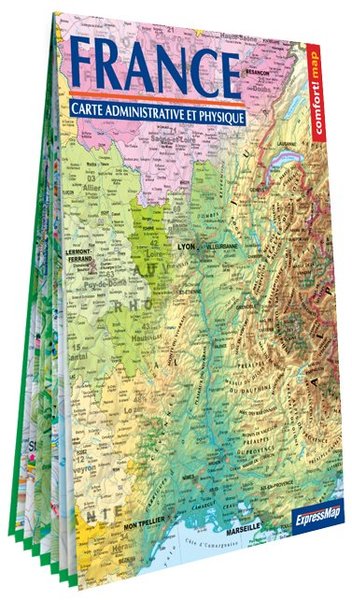 FRANCE : CARTE ADMINISTRATIVE ET PHYSIQUE 1 : 1 500 000 (XXL)