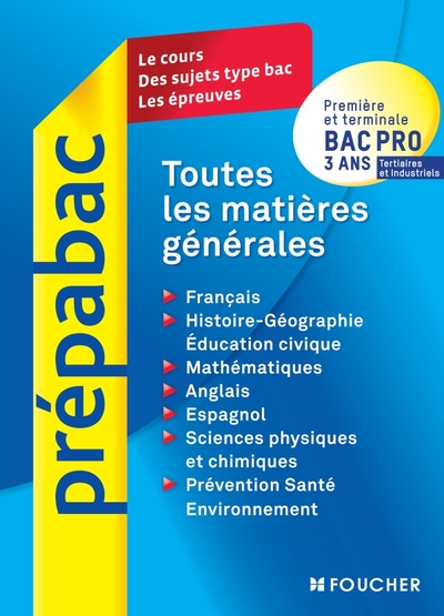 TOUTES LES MATIERES GENERALES BAC PRO 3 ANS TERTIAIRES ET INDUSTRIELS.