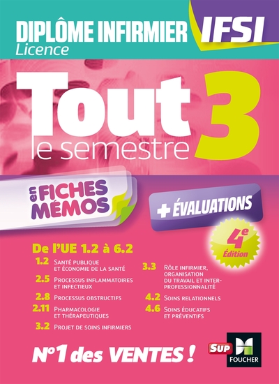 TOUT LE SEMESTRE 3 EN FICHES MEMOS - DIPLOME D´ETAT INFIRMIER - DEI IFSI - 