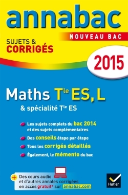 ANNALES ANNABAC 2015 MATHS TLE ES, L