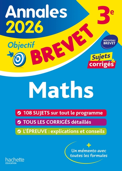 ANNALES BREVET 2026 - MATHS 3E - SUJETS ET CORRIGES
