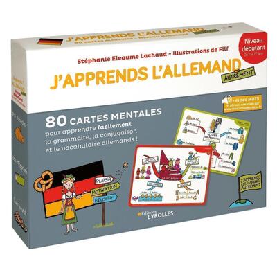 J´APPRENDS L´ALLEMAND AUTREMENT - NIVEAU DEBUTANT - 80 CARTES MENTALES POUR APPRENDRE FACILEMENT LA