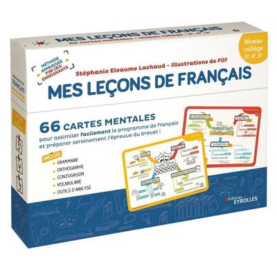 MES LECONS DE FRANCAIS - NIVEAU COLLEGE - 5E, 4E, 3E, - 66 CARTES MENTALES POUR ASSIMILER FACILEMENT