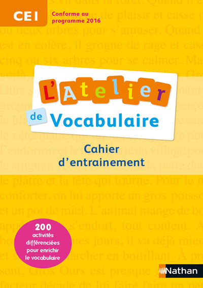 L´ATELIER DE VOCABULAIRE CAHIER D´EXERCICES CE1 CYCLE 2