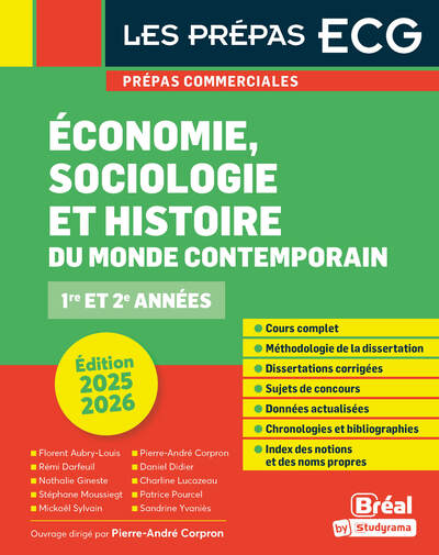 PREPAS ECG - ECONOMIE, SOCIOLOGIE ET HISTOIRE DU MONDE CONTEMPORAIN 2025-2026