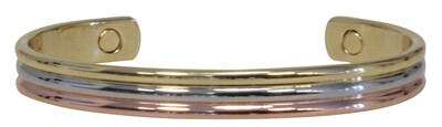 BRACELET CUIVRE AVEC AIMANTS JONC ARRONDI 3 METAUX