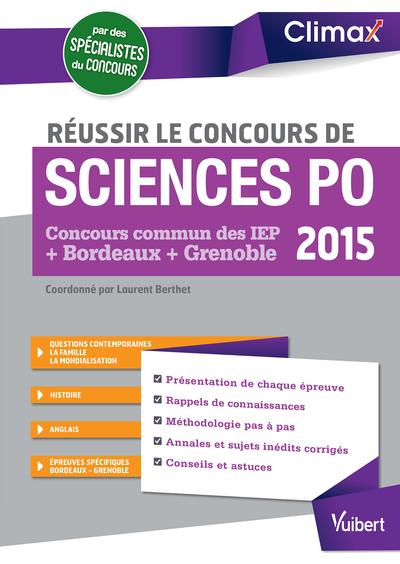REUSSIR CONCOURS SCIENCES PO 2015 CONCOURS COMMUN DES IEP BORDEAUX GRENOBLE  ED. 2014