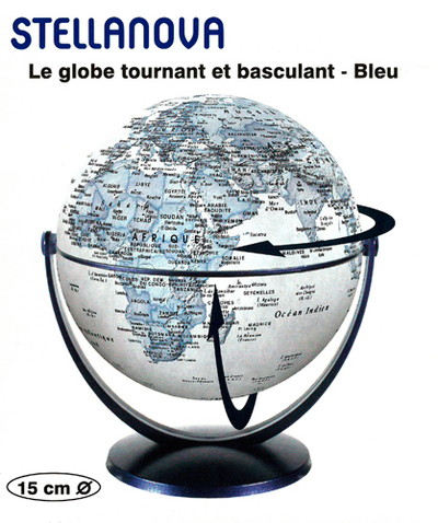 GLOBE 15 CM BLEU TOURNANT & BASCULANT