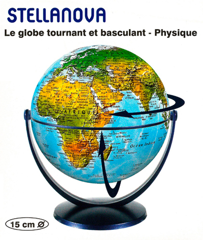 GLOBE 15 CM PHYSIQUE TOURNANT & BASCULANT