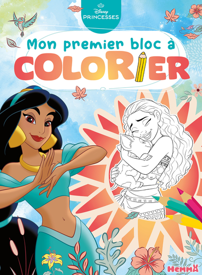 DISNEY PRINCESSES - MON PREMIER BLOC A COLORIER (JASMINE ET VAIANA)