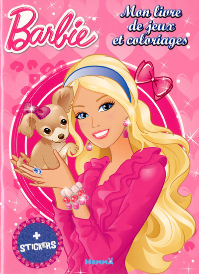 BARBIE MON LIVRE DE JEUX ET COLORIAGES + STICKERS (SERRE-TETE BLEU)