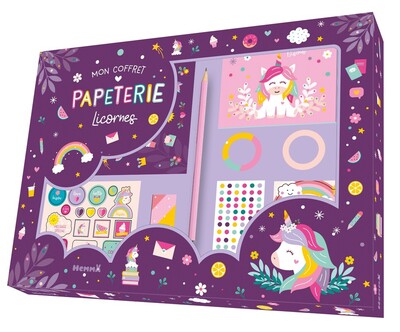 MON COFFRET PAPETERIE LICORNES