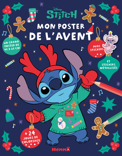 DISNEY STITCH - MON POSTER DE L´AVENT - 24 JOURS DE COLORIAGE - UN GRAND POSTER DE 40X60CM - AVEC ST