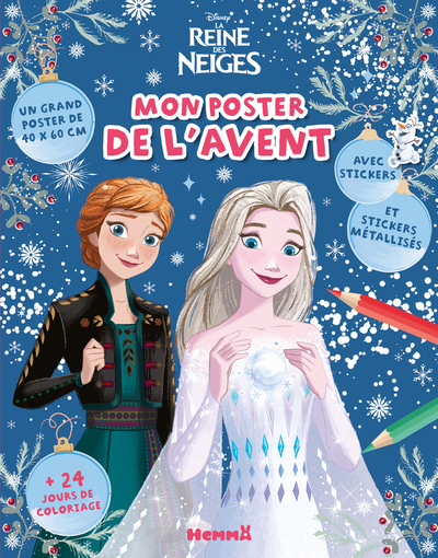 DISNEY LA REINE DES NEIGES - MON POSTER DE L´AVENT - 24 JOURS DE COLORIAGE - UN GRAND POSTER DE 40X6