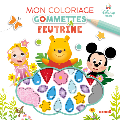 DISNEY BABY - MON COLORIAGE GOMMETTES EN FEUTRINE (RAIPONCE, WINNIE, MICKEY)