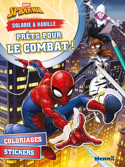 MARVEL SPIDER- MAN - COLORIE & HABILLE - PRETS POUR LE COMBAT ! - COLORIAGES - STICKERS