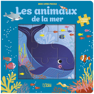 LIVRE PUZZLE 9P ANIMAUX MER