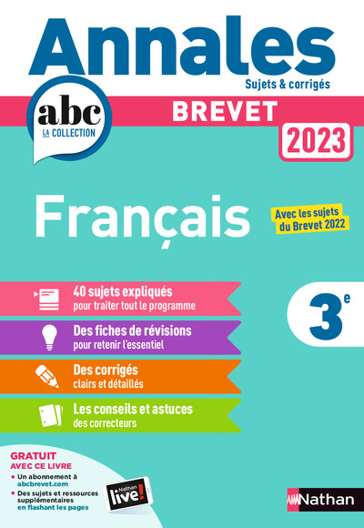 ANNALES BREVET 2023- FRANCAIS - CORRIGES