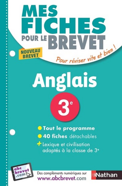 MES FICHES POUR LE BREVET ANGLAIS 3EME - NOUVELLE EDITION