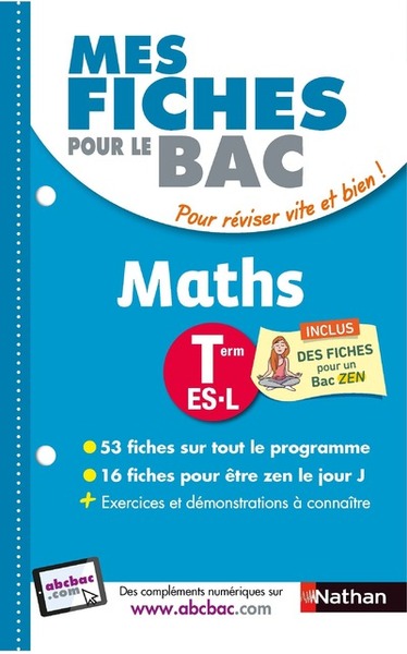 MES FICHES POUR LE BAC MATHS TERM ES-L