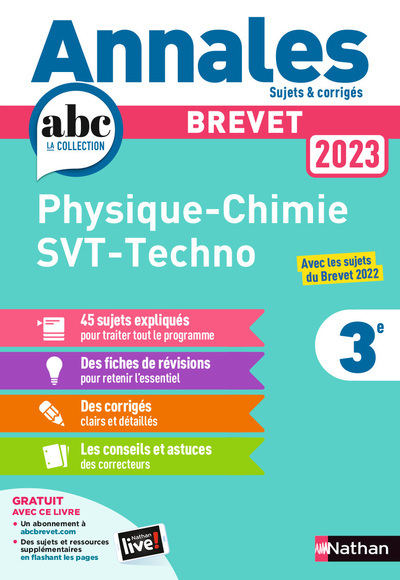 ANNALES BREVET 2023- PHYSIQUE CHIMIE - SVT - TECHNO - CORRIGE