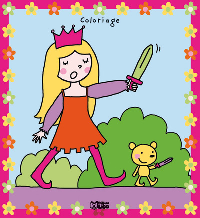 COLORIAGE LA PETITE FILLE ET SON NOUNOURS