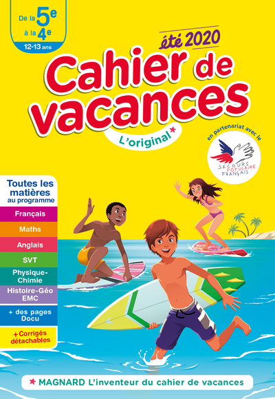 CAHIER DE VACANCES ETE 2020 DE LA 5E A LA 4E 12-13 ANS