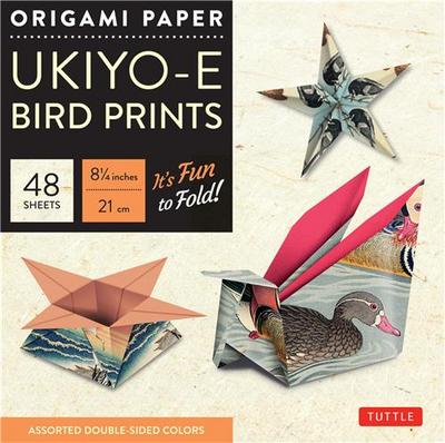 ORIGAMI PAPER UKIYO-E BIRDS PRINT LARGE 8 1/4 48 SHEETS /ANGLAIS