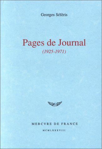 PAGES DE JOURNAL((1925-1971)) GEORGES SEFERIS