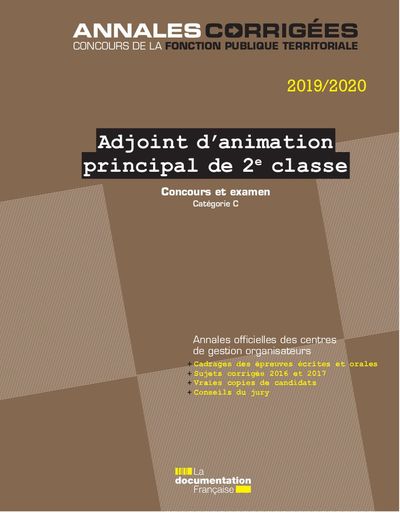 ADJOINT D´ANIMATION PRINCIPAL DE 2E CLASSE 2019-2020 - CONCOURS ET EXAMENS