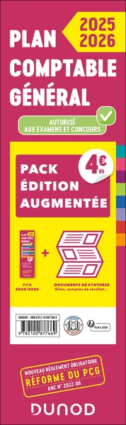 PLAN COMPTABLE GENERAL - PACK EDITION AUGMENTEE : PCG 2025-2026 + DOCS DE SYNTHESE