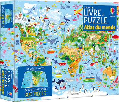 ATLAS DU MONDE - COFFRETS LIVRE ET PUZZLE (300 PIECES) - DES 7 ANS
