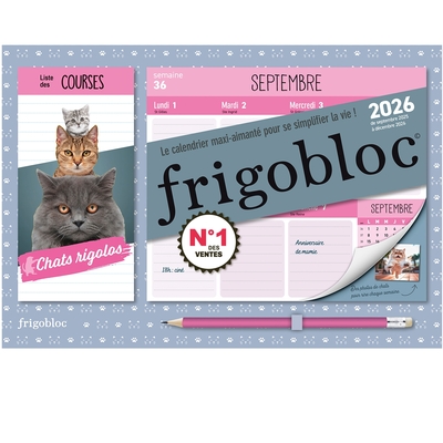 MINI FRIGOBLOC HEBDOMADAIRE 2026 CHATS RIGOLOS (DE SEPT. 2025 A DEC. 2026)