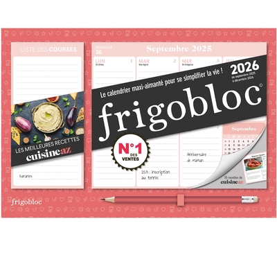 MINI FRIGOBLOC HEBDOMADAIRE 2026 CUISINE AZ (DE SEPT. 2025 A DEC. 2026)