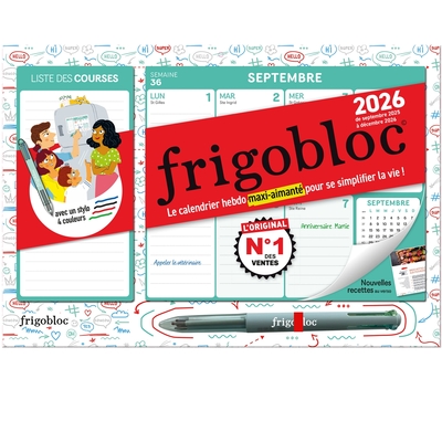 MINI FRIGOBLOC HEBDOMADAIRE 2026 A CHACUN SA COULEUR ! (DE SEPT. 2025 A DEC. 2026)