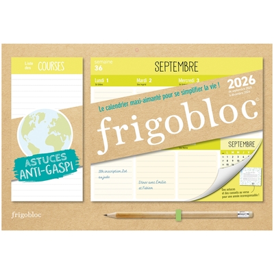 MINI FRIGOBLOC HEBDOMADAIRE 2026 ANTI-GASPI (DE SEPT. 2025 A DEC. 2026)