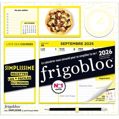 FRIGOBLOC HEBDOMADAIRE 2026 SIMPLISSIME (DE SEPT. 2025 A DEC. 2026)