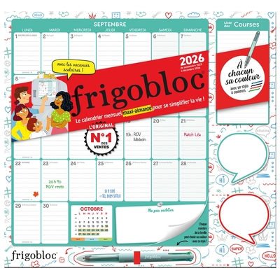 FRIGOBLOC MENSUEL 2026 A CHACUN SA COULEUR ! (DE SEPT. 2025 A DEC. 2026)