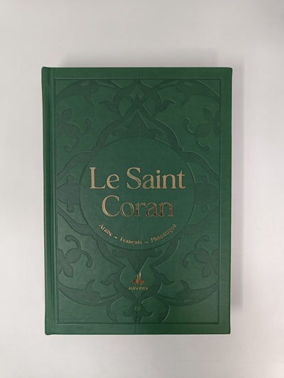 SAINT CORAN - ARABE FRANCAIS PHONETIQUE - CARTONNE - GRAND FORMAT (17 X 24) - VERT FONCE - ARC EN CI